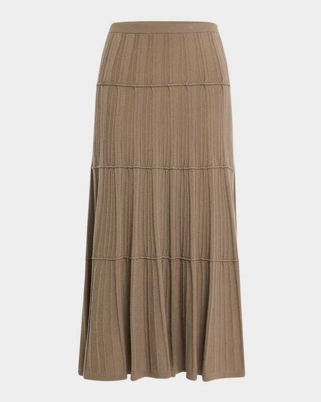 Gabriela Ribbed Cashmere Midi Skirt
